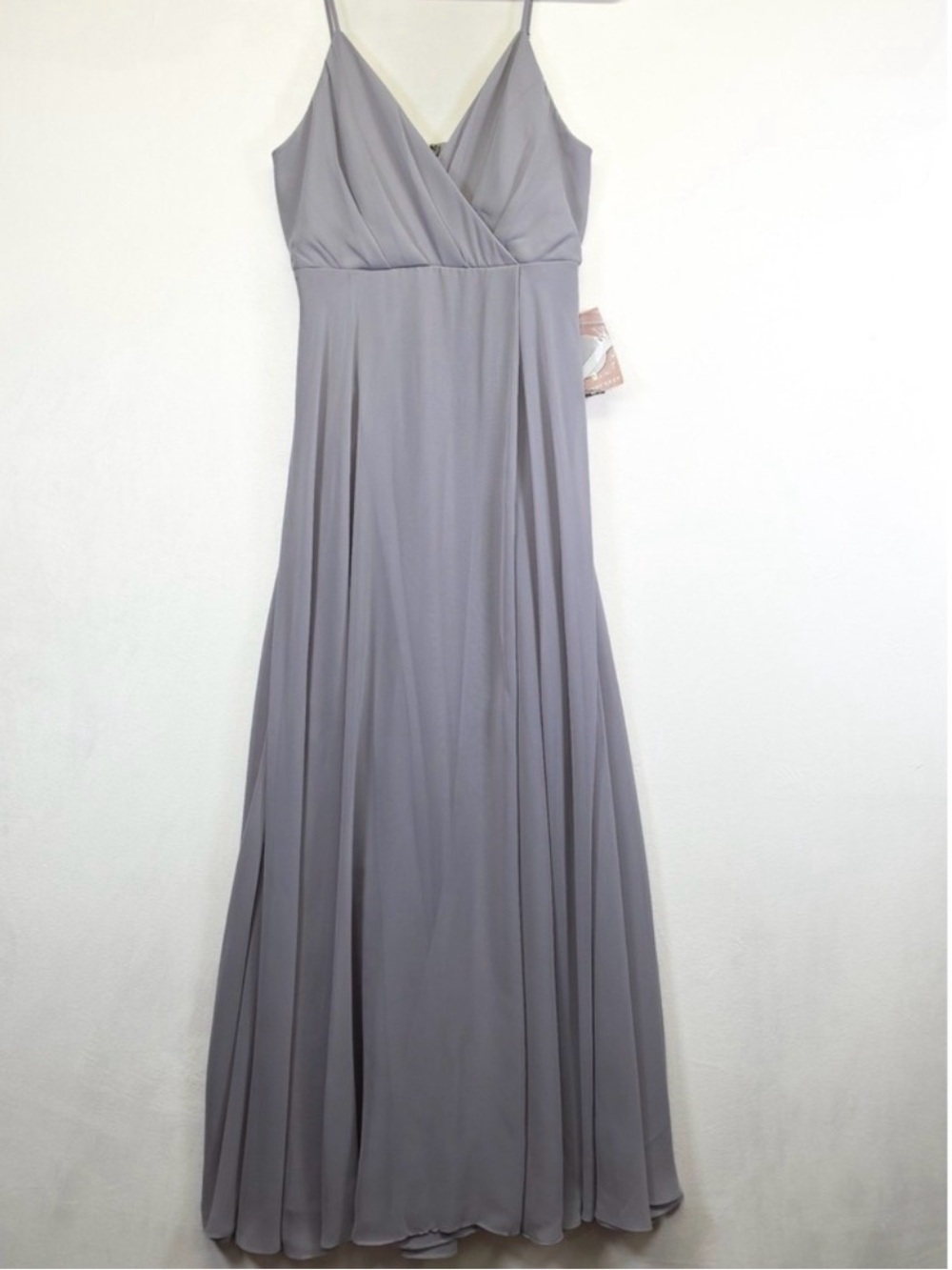 Birdy Grey Lilac -Gray Chiffon Spaghetti Strap Maxi Dress with Pockets